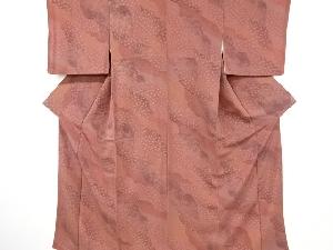 縮緬地　霞取りに草花模様小紋着物